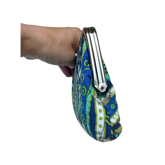 Vera Bradley Double Snap Wallet Paisley Teal Blue Clutch MultiColor Flowers - Picture 7 of 9